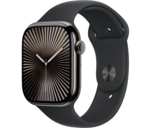 Apple Watch Series 10 GPS + Cellular 42mm Slate Titanium Case w. Sport Band - M/L (Black)