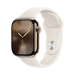 Apple Watch Series 10 GPS + LTE 42mm Gold Titanium Case w. Sport Band - S/M (Starlight)