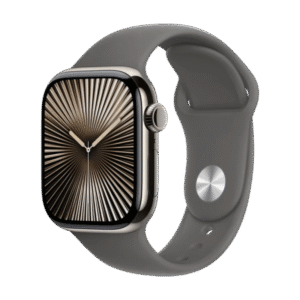 Apple Watch Series 10 GPS + Cellular 46mm Natural Titanium Case w. Sport Band - M/L (Stone Grey)